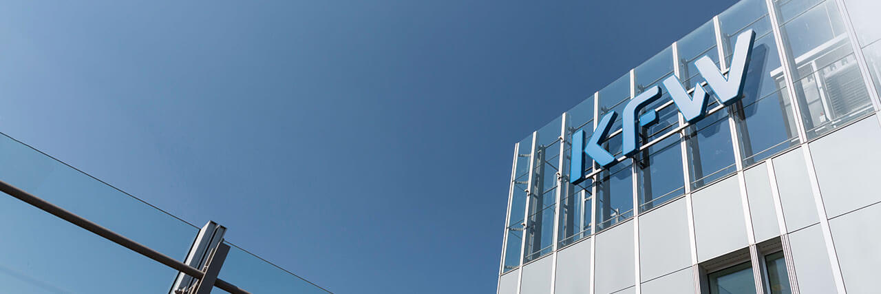 Luftaufnahme der Zentrale der KfW Bankengruppe in Frankfurt am Main
